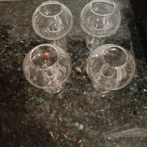 Set of Four Clear Mushroom Shaped Glasses